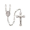 thumbnail image 1 of St. Claude de la Colombiere Silver-Plated Rosary 6mm April Crystal Fire Polished Beads Crucifix Size 1 5/8 x 1 medal charm, 1 of 1
