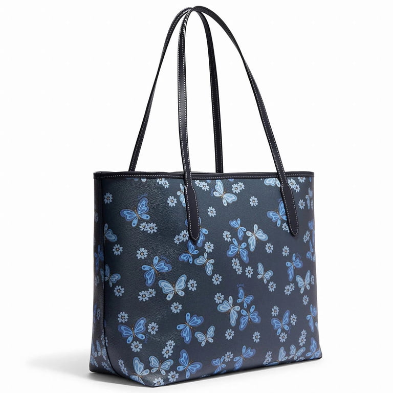 City Tote With Lovely Butterfly Print (Midnight Navy Multi  display picture 1