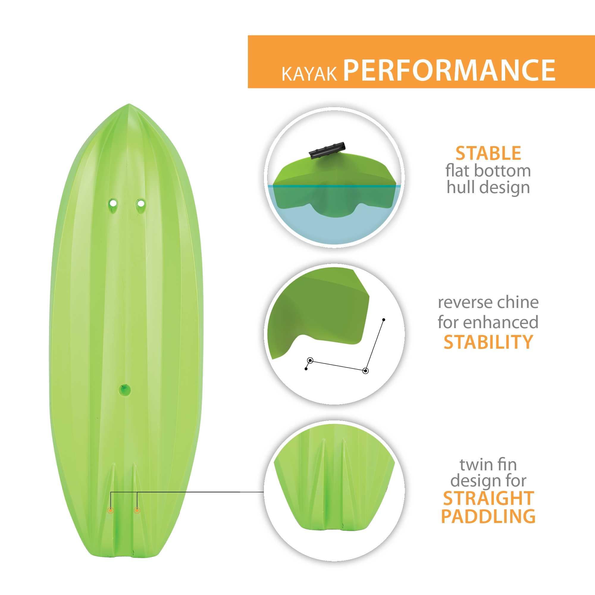 (2 pack) Lifetime Wave Youth 6 ft Sit-On-Top Kayak with Paddle, Green (90153)