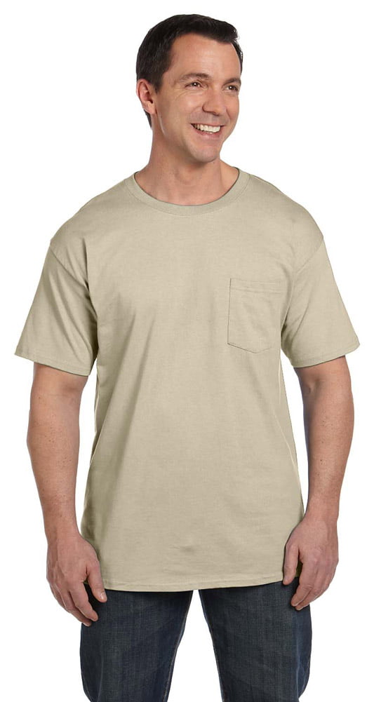 Hanes - 5190P Beefy-T Pocket T-Shirt - Sand - 3X-Large - Walmart.com ...