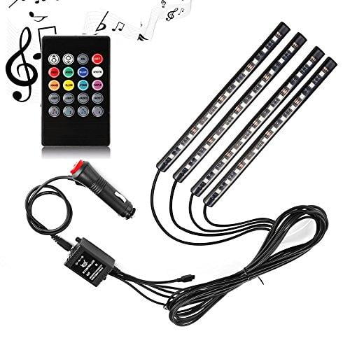 Car Led Strip Light 4pcs 72 Led Multicolor Music Car