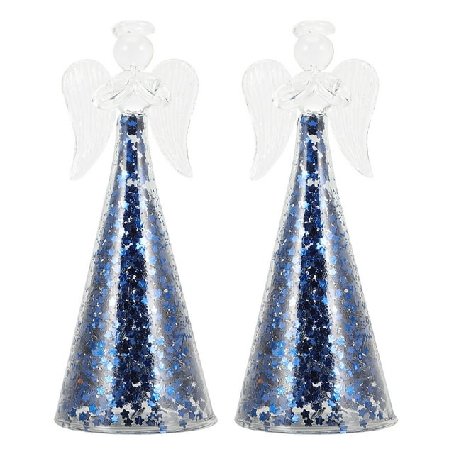 2 figuras de ángel de cristal bendecido para decoración del hogar, adornos de escritorio, regalo romántico de San Valentín para mujeres, niñas y adolescentes