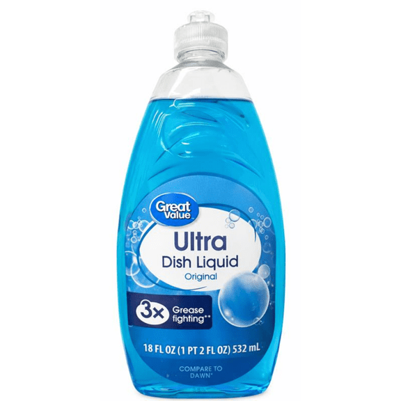 Great Value Ultra Original Dish Liquid, 18 fl oz