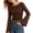 Dark Brown, variant on Women'S Long Sleeve Shirts Crop Going Out Tops Casual Boat Neck Bell Sleeve Ribbed Ruched Dark Brown M