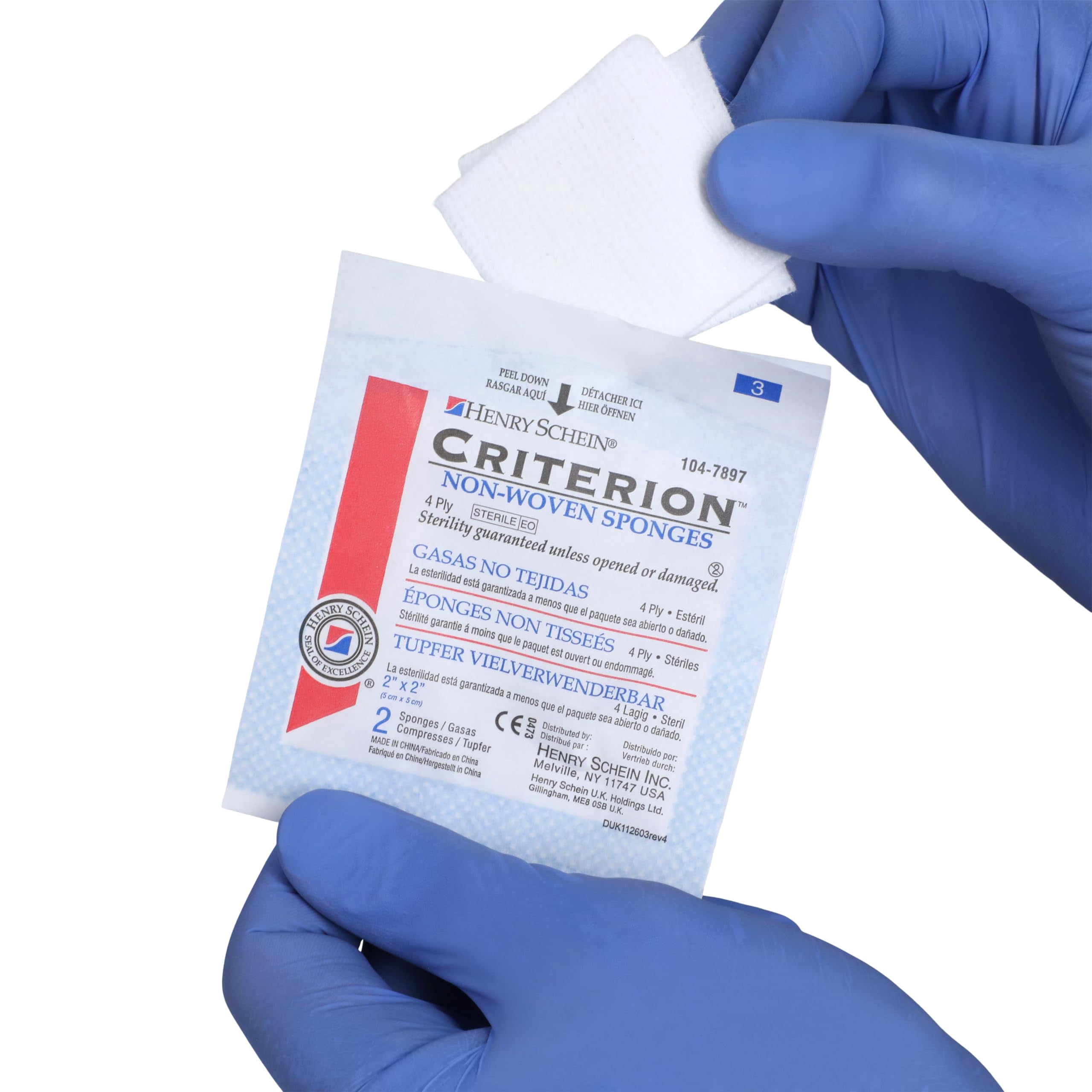 Henry Schein Rayon/Polyester Blend Non-Woven Sponges, 2 in x 2 in 4 Ply Sterile, 4-Ply, 50/Pack- 60 Packs, Total 3000 Counts