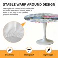 thumbnail image 2 of Elastic Fitted Round Tablecloth, Spring Waterproof Stretch Table Cover for 36"-44" Tables, Truck Botanical Rose Leaves Blue White Plaid Washable Outdoor Tablecloths for Patio, Picnic, Camping, 2 of 9