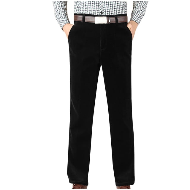 Pantalones largos para hombre, de color liso, rectos, de tubo, sin terciopelo añadido, de cintura alta, con cremallera y bolsillo, de pana, de poliéster.