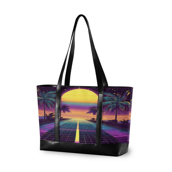 FORMRS Canvas Laptop Tote Bag for Women with 15.6" Computer Compartments Shoulder Handbag, Neon Road
