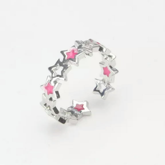 K-KED 1pc Hollow Star Finger Rings Glow in Dark Open Ring Trendy Aesthetic Jewelry-Star Pink