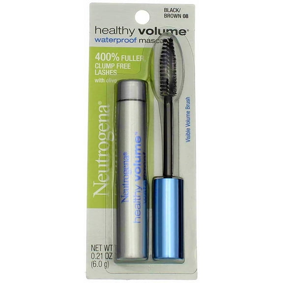 Neutrogena Healthy Volume Waterproof Mascara, Black/Brown [08], 0.21 oz (Pack of 2)