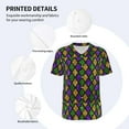 thumbnail image 5 of Fotbe Mardi Gras Shiny Green Purple Baseball Jersey Shirt for Men and Women, Casual Short Sleeves Button Down T-Shirt-Medium, 5 of 9