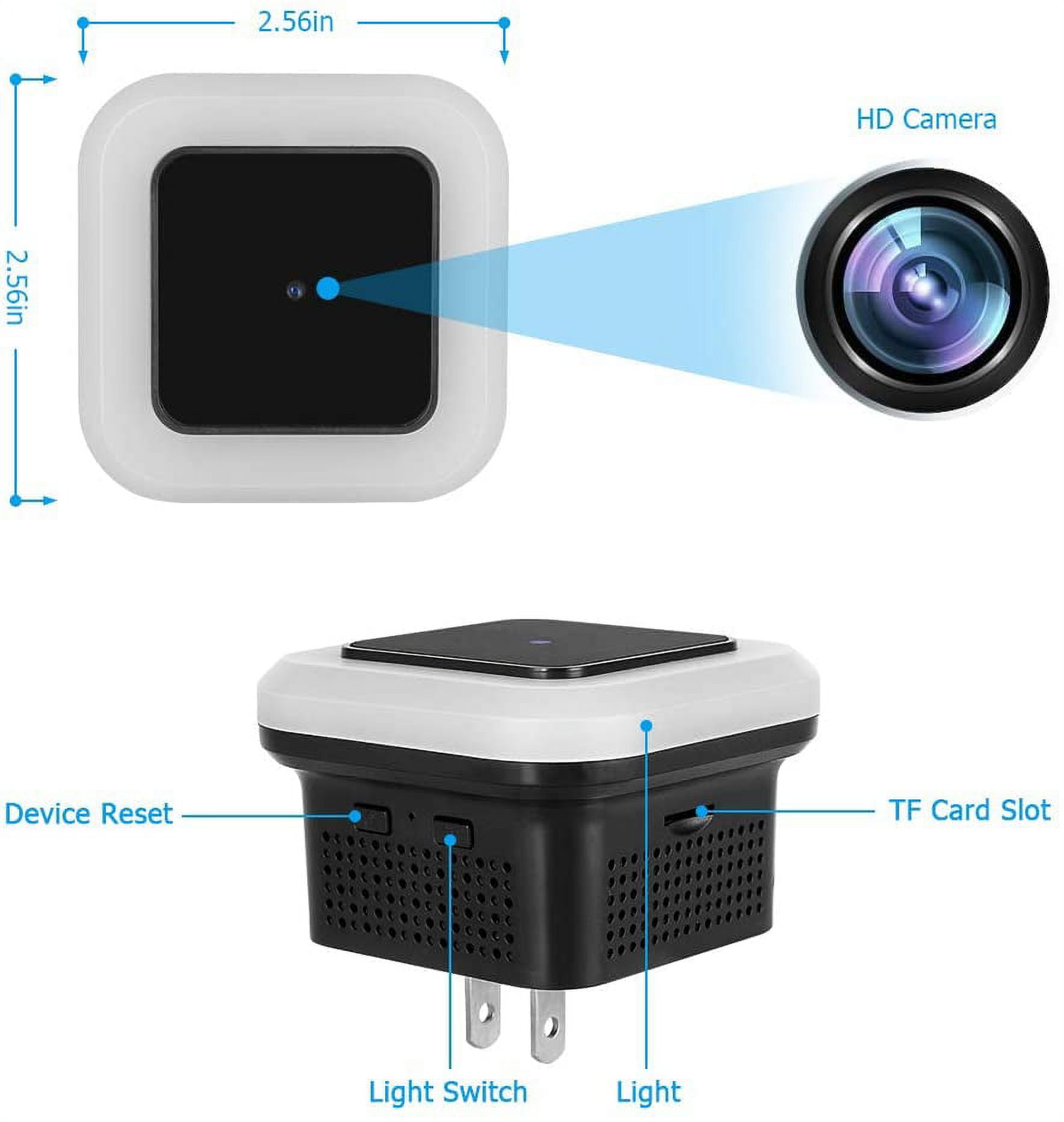 Oumilen LED Light WiFi Wireless Spy Hidden Camera, 1920*1080P 1080P HD Front View, Support iOS/Android, (1 x Camera, 1 x USB)