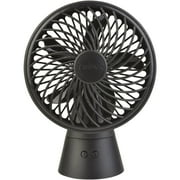 1PK Treva 5 In. 3-Speed Black Oscillating Rechargeable Battery Operated Fan