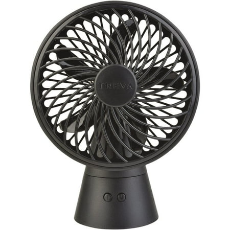 1PK Treva 5 In. 3-Speed Black Oscillating Rechargeable Battery Operated Fan