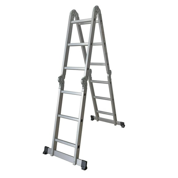 Escalera Multiposiciones BYP Aluminio Reforzada 12 Escalones Plateado