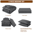 thumbnail image 6 of Sonoro Kate 5 Pieces Twin Comforter Set, Bed in a Bag for All Seasons, Soft Bedding Set with Comforter, 1 Flat Sheet, 1 Fitted Sheet, 1 Pillowcases, 1 Pillow Shams, Dark Gray, 6 of 7