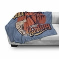 thumbnail image 2 of Graphic Beach Soft Flannel Fleece Throw Blanket, Grunge California Surfing with Waves and Palms, Cozy Plush for Indoor and Outdoor Use, 50" x 70", Ceil Blue Burnt Sienna, by Ambesonne, 2 of 5