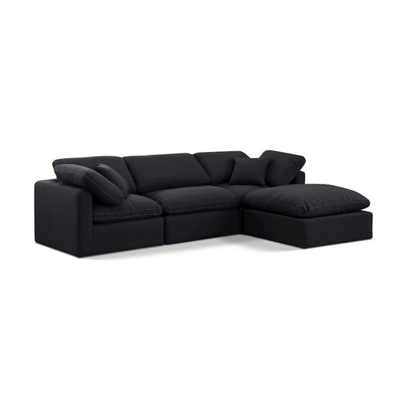 Meridian Furniture Indulge 105" Linen Fabric L-Shaped Modular Sectional in Black