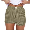 thumbnail image 2 of Weiqiqre Shorts for Women Elastic Waist Plaid Boxer Shorts Cute Gingham Sleep Lounge Shorts Bottoms, 2 of 5