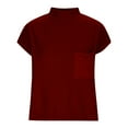 thumbnail image 4 of Women's Mock Neck Knit Summer Tops Loose Fit Trendy Dolman Short Sleeve Cropped Sweater Shirts Blouse with Pocket, 4 of 6