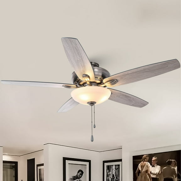 Parrot Uncle 52" 5-Blade Ceiling Fan with Pull Chain and Lights, Two-Color Blades Ceiling Fan, Bedroom Ceiling Fan
