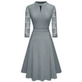 thumbnail image 4 of Elegante vestido de cóctel para fiesta con falda plisada de encaje calado, 4 of 6