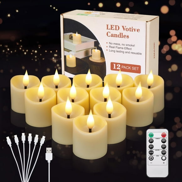 Velas votivas recargables sin llama IMAGE, paquete de 12 unidades de 4 x 6 cm