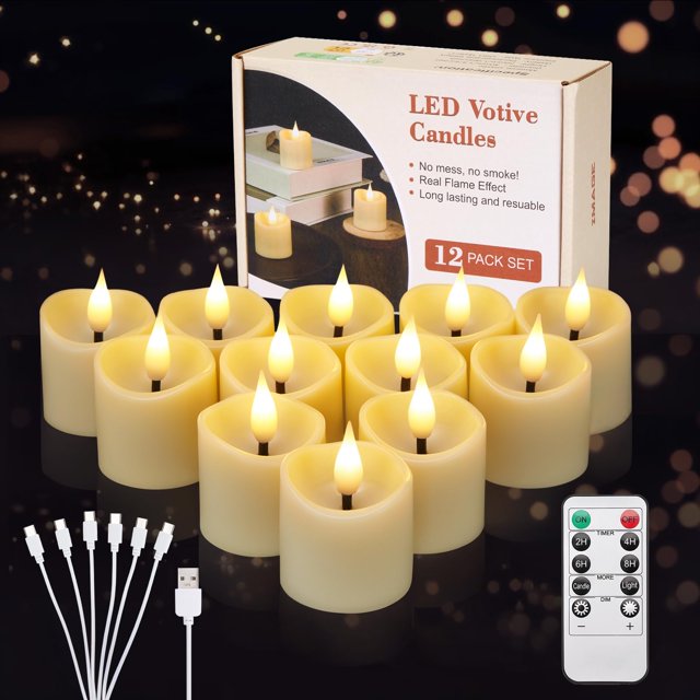 Velas votivas recargables sin llama IMAGE, paquete de 12 unidades de 4 x 6 cm
