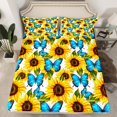 thumbnail image 2 of Manfei Chic Blue Butterflies Twin Sheet Sets,Countryside Sunflower Twin Fitted Sheet,Rustic Plant Flat Sheet For Girl,Super Cozy Room Decor,3 Pieces, 2 of 7