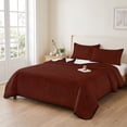 thumbnail image 2 of Quilts Twin XL Size Bedding Set, Vintage Wine Red Lightweight Quilted Comforter, Modern Farmhouse Textured Rustic Soft Reversible Bedspread Coverlet with Pillow Covers for All Season, 68" x 98", 2 of 9