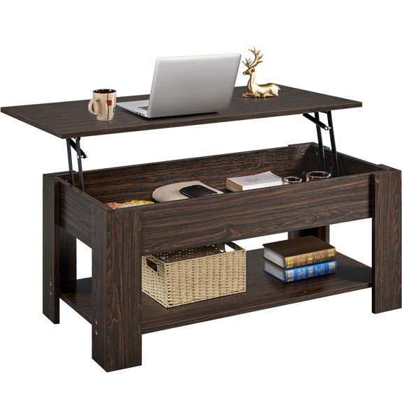 Yaheetech 47.5in Wooden Lift Top Coffee Table with Hidden Compartment for Living Room, Espresso