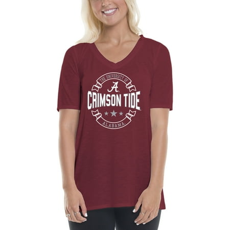 Alabama Crimson Tide Women's Double Ribbon Arch V-Neck T-Shirt -