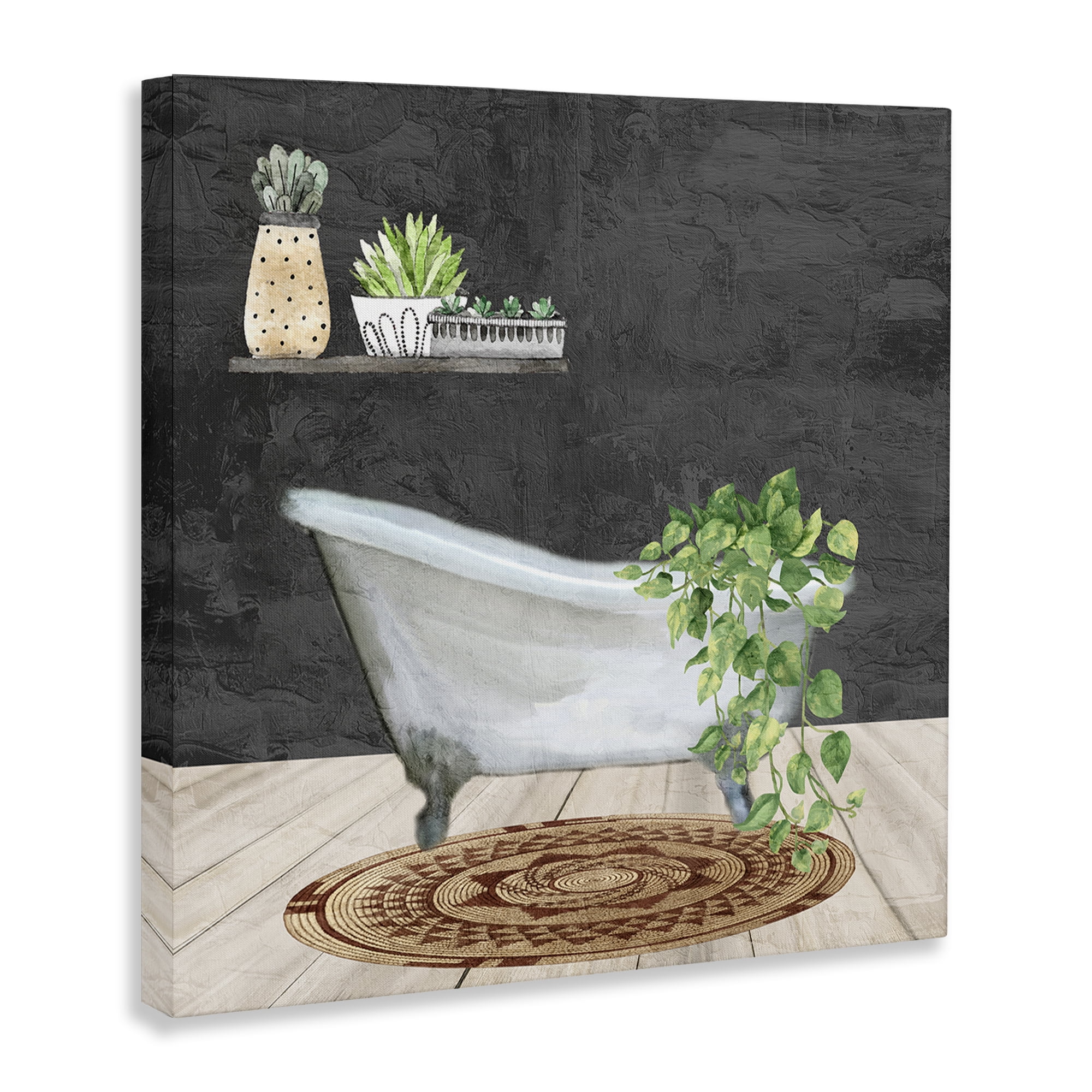 Stupell Industries Botanical Bathtub Scene Bath & Laundry Painting Wrapped Canvas Art Print Wall Art, 36 x 36