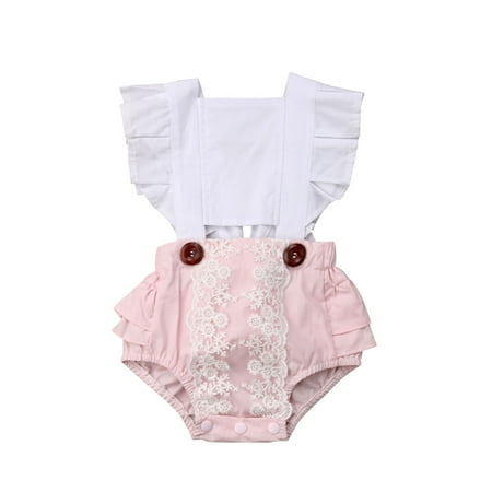 

Binpure Baby Girls White Pink Sleeveless Printed Pattern Romper 3-24 Months