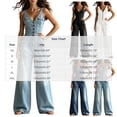 thumbnail image 3 of Kctiaxy Womens Jumpsuit Sleeveless V Neck Button Wide Leg Denim Rompers Solid Color Fashion Casual Jean Pants, 3 of 5