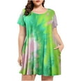 thumbnail image 1 of EQWLJWE Robes pour Femmes Été Ample Décontracté Grande Taille Confortable Femmes Col Rond Imprimé Floral Franges Bretelles Robe de Soirée, 1 of 5