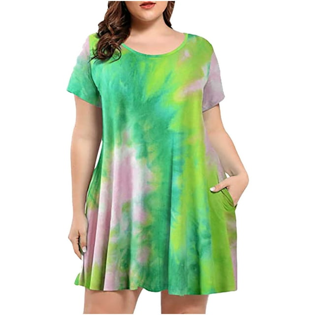 EQWLJWE Robes pour Femmes Été Ample Décontracté Grande Taille Confortable Femmes Col Rond Imprimé Floral Franges Bretelles Robe de Soirée