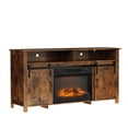 thumbnail image 7 of SYNGAR Farmhouse Fireplace TV Stand for TVs up to 70" with 23" Electric Fireplace with 6 Flame Colors, Entertainment Center with Open Shelves and 2-Door Storage, for Living Room, Brown, 7 of 7