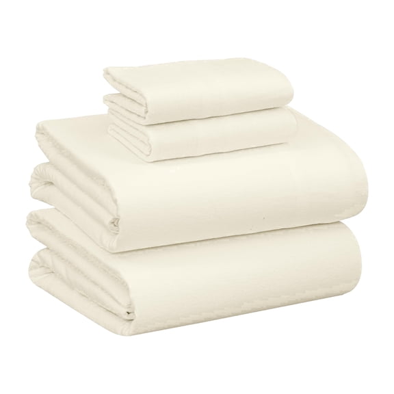 RUVANTI 100% Cotton Flannel Sheets Full Size - 4 Piece Warm, Soft & Breathable, Deep Pocket, Double Brushed Cozy All Season Bedding Set, Ivory