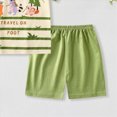 thumbnail image 5 of NOLDARES Toddler Baby Boy Summer Clothes 2pcs Dinosaur Truck Print Round Neck Short Sleeve Shirt Top Elastic Waist Shorts Outfits(Green,12-18 M), 5 of 6
