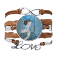 thumbnail image 1 of Belleza azul hilo blanco pintura China Pulsera de cuero Negro trenzado pulsera de cuerda de amor Unbranded M, 1 of 3