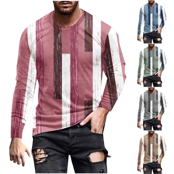PIWHJQK Men Long Sleeve Athletic Shirts Undershirts Men Casual Print Sport Athletic Long Sleeve Crew Neck T Shirt Casual Shirts