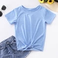 thumbnail image 3 of adviicd Strap Less Tops for Teen Girls Little Girls Tie Front Knot T Shirt Solid Short Sleeve Girls 14-16 Clothes, 3 of 5