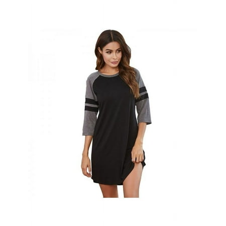 Topumt Sleepwear Women’s Round neck Nightshirt Cotton Casual Sleepwear Long Sleeve Nightgown S-XXL