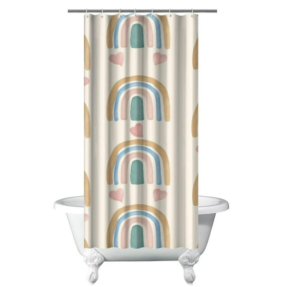 Small Stall Narrow Shower Curtain 36"W x 72"L – Tropical Bohemian Leaves, Mid-Century Abstract Boho Botanical Bathroom Decor, Vintage Floral Palm Leaf Pattern, Rustic Tribal Folk Style