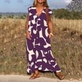 thumbnail image 5 of WILLBEST Robes de Nation Femmes Été Décontracté Boho Robes Florales Col en V Manches Courtes Fluide S Ligne Longue Dress, 5 of 5