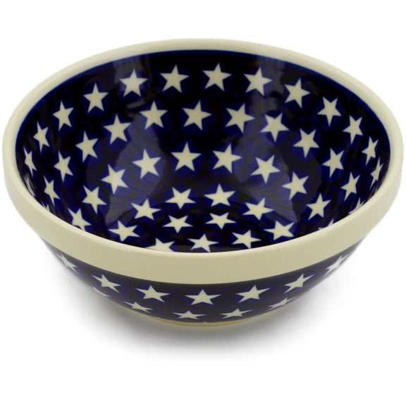Blue Rose Polish Pottery Stars Small Serving Bowl