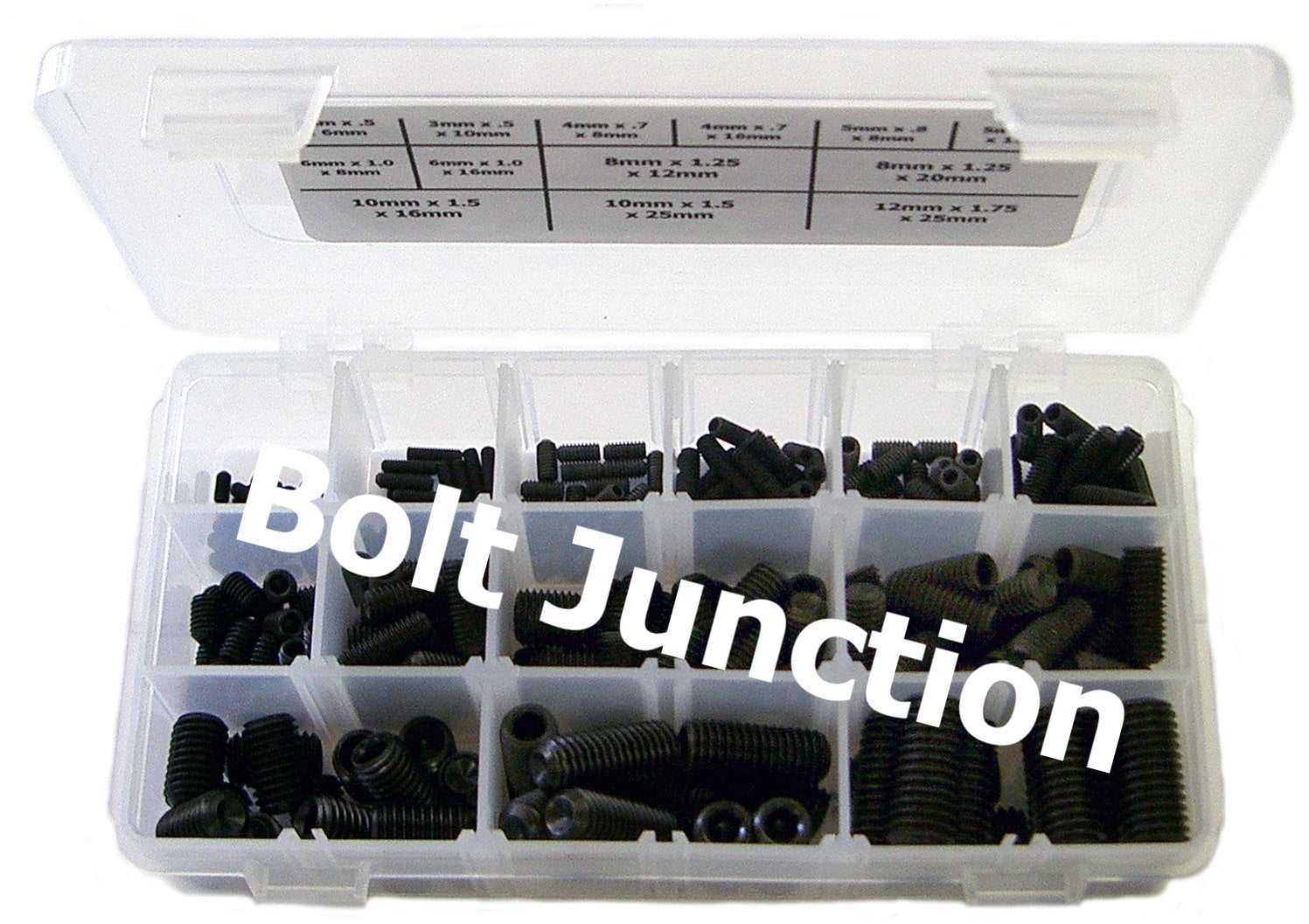 Bolt Junction Black Oxide Metric Set Screw Assortment Kit (280 Pcs, 3mm-12mm, 13 Sizes)
