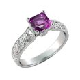 thumbnail image 5 of 2.06 ctw Amethyst Ring with Diamonds 14K White Gold Filigree Cathedral Princess, 5 of 7