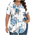 thumbnail image 2 of IchuanyiWomens Plus Size Summer Tops Flowy Pleated T Shirts Crew Neck Short Sleeve Blouses Casual Loose Tunics Tee, 2 of 5